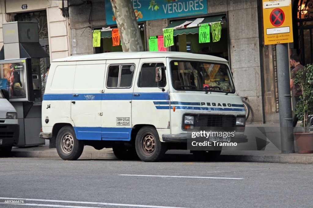 Old Pegaso J4 van stopped on the street