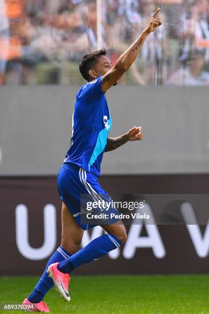 Lucca of Ponte Preta celebrates a scored goal against Atletico MG during a match between Atletico MG and Ponte Preta as part of Brasileirao Series A...