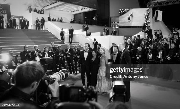 Alex Manette, Ekaterina Samsonov, director Lynne Ramsay, Joaquin Phoenix and John Doman arrive for the film"You Were Never Really Here" screening...