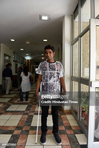 Anup Kumar, high scorer from humanities from DPS R K Puram School celebrates after the class 12th CBSE result announced, on May 28, 2017 in New...