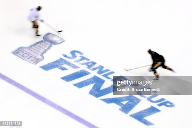 The Pittsburgh Penguins practice during Media Day for the 2017 NHL Stanley Cup Final at PPG PAINTS Arena on May 28, 2017 in Pittsburgh, Pennsylvania.