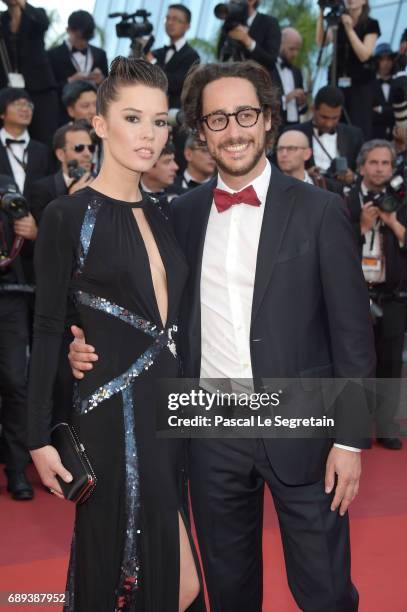 Emilie Broussouloux and Thomas Hollande attend the Closing Ceremony of the 70th annual Cannes Film Festival at Palais des Festivals on May 28, 2017...