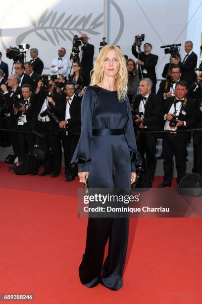 President of the Camera d'Or jury Sandrine Kiberlain attends the Closing Ceremony during the 70th annual Cannes Film Festival at Palais des Festivals...