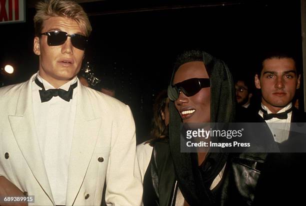 Dolph Lundgren and Grace Jones circa 1985 in New York City.