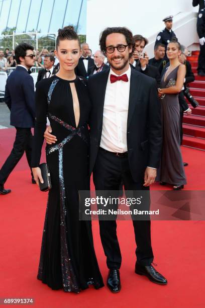 Emilie Broussouloux and Thomas Hollande attend the Closing Ceremony during the 70th annual Cannes Film Festival at Palais des Festivals on May 28,...