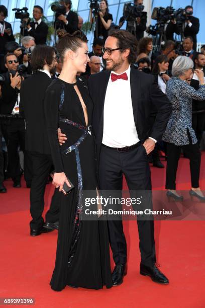 Emilie Broussouloux and Thomas Hollande attend the Closing Ceremony during the 70th annual Cannes Film Festival at Palais des Festivals on May 28,...
