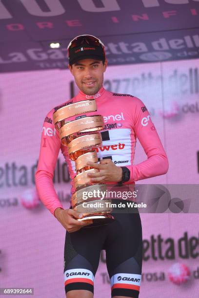 100th Tour of Italy 2017 / Stage 21 Podium / Tom DUMOULIN Pink Leader Jersey/ Celebration / Trophy/ Monza-Autrodromo Nazionale - Milano-Duomo /...