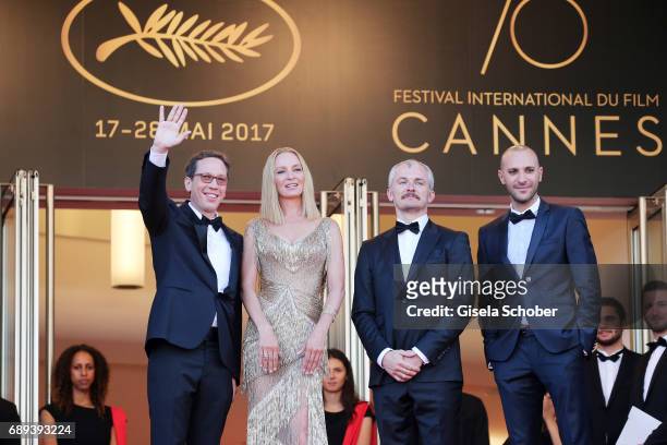 Un Certain Regard jury members Reda Kateb, Uma Thurman, Karel Och and Mohamed Diab attend the Closing Ceremony of the 70th annual Cannes Film...