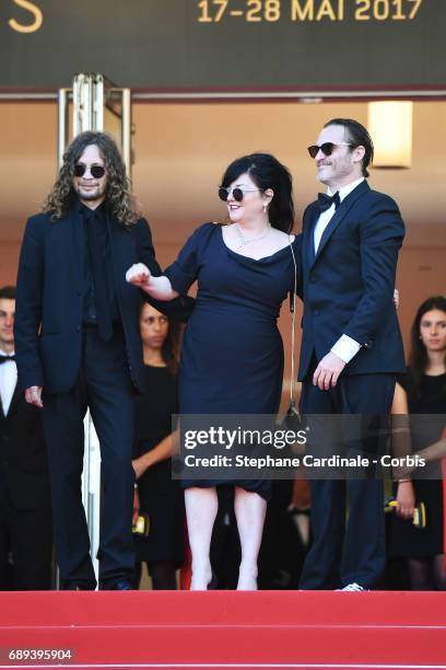 Director Lynne Ramsay and Joaquin Phoenix of 'You Were Never Really Here' attend the Closing Ceremony during the 70th annual Cannes Film Festival at...