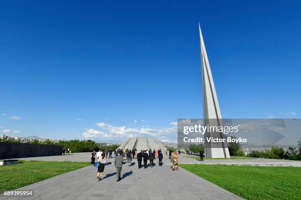 General view as guests visit the Tsitsernakaberd Armenian Genocide Memorial Complex on May 28, 2017 in Yerevan, Armenia.