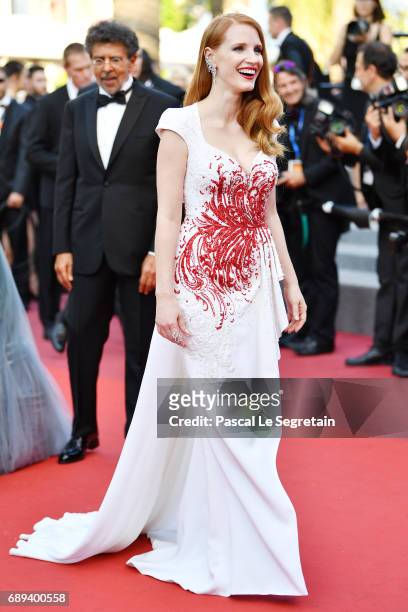 Jury member Jessica Chastain attends the Closing Ceremony during the 70th annual Cannes Film Festival at Palais des Festivals on May 28, 2017 in...