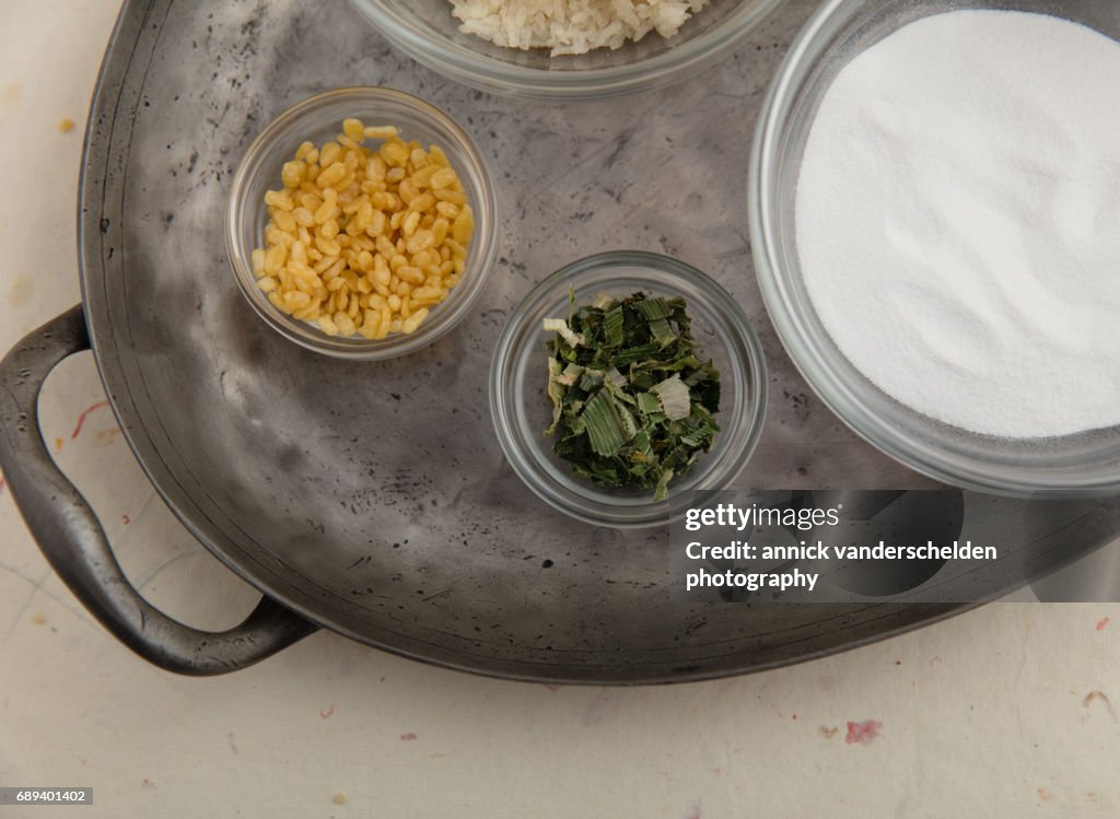 Thai street food dessert ingredients.