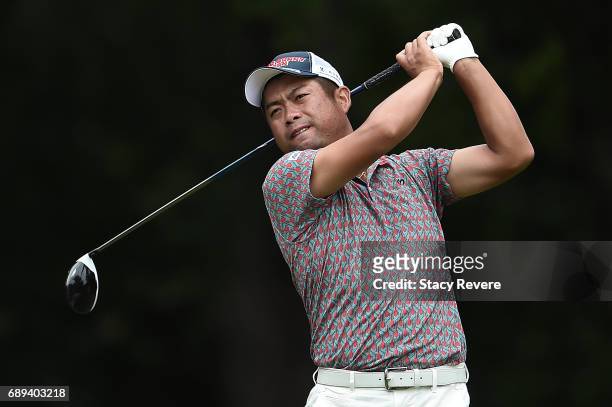 Yuta Ikeda of Japan plays his shot from the 12th tee during the Final Round of the DEAN & DELUCA Invitational on May 28, 2017 in Fort Worth, Texas.