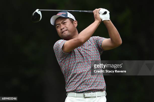 Yuta Ikeda of Japan plays his shot from the 12th tee during the Final Round of the DEAN & DELUCA Invitational on May 28, 2017 in Fort Worth, Texas.