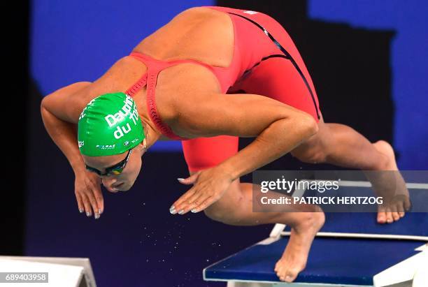 France's Alizee Morel competes in the women's 400m freestyle final of the French swimming championship in Schiltigheim, eastern France, on May 28,...