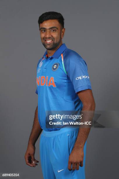 Ravichandran Ashwin of India poses during an India Portrait Session ahead of ICC Champions Trophy at Grange City on May 27, 2017 in London, England.