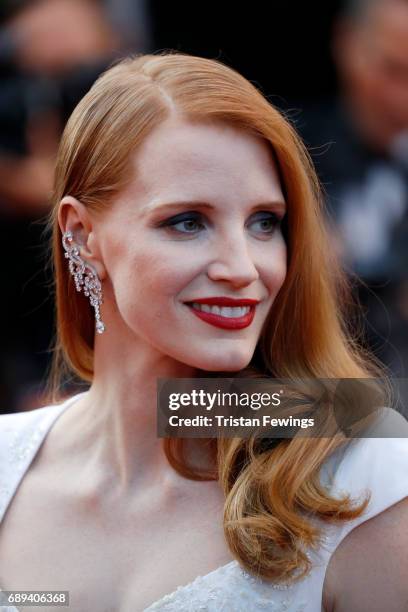 Jury member Jessica Chastain attends the Closing Ceremony of the 70th annual Cannes Film Festival at Palais des Festivals on May 28, 2017 in Cannes,...
