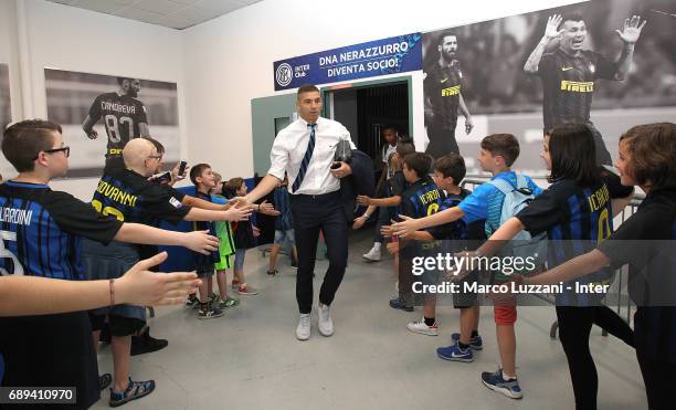 Juan Pablo Carrizo of FC Internazionale arrives prior to the Serie A match between FC Internazionale and Udinese Calcio at Stadio Giuseppe Meazza on...