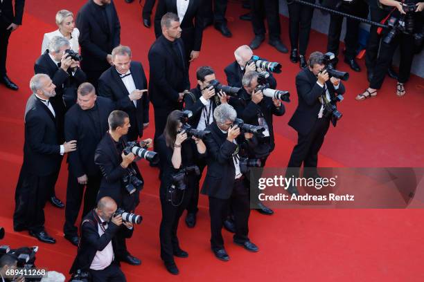 Photographers capture the Closing Ceremony of the 70th annual Cannes Film Festival at Palais des Festivals on May 28, 2017 in Cannes, France.