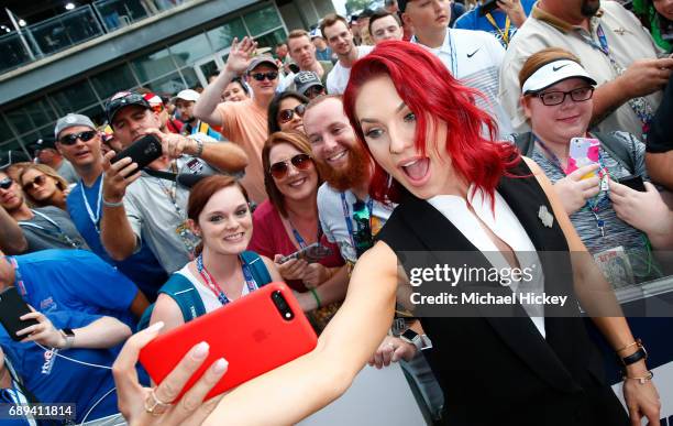 Sharna Burgess appears at the Indy 500 at Indianapolis Motor Speedway on May 28, 2017 in Indianapolis, Indiana.