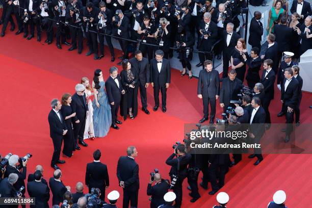 Jury members Gabriel Yared, Fan Bingbing, President of the jury Pedro Almodovar, jury members Jessica Chastain, Paolo Sorrentino, Maren Ade, Park...