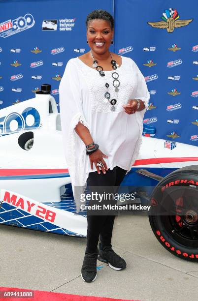 Angela Brown appears at the Indy 500 at the Indianapolis Motor Speedway on May 28, 2017 in Indianapolis, Indiana.