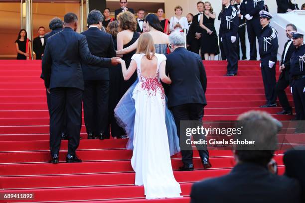 Jury members Will Smith, Park Chan-wook, Maren Ade, Jessica Chastain, Fan Bingbing and President of the jury Pedro Almodovar attend the Closing...