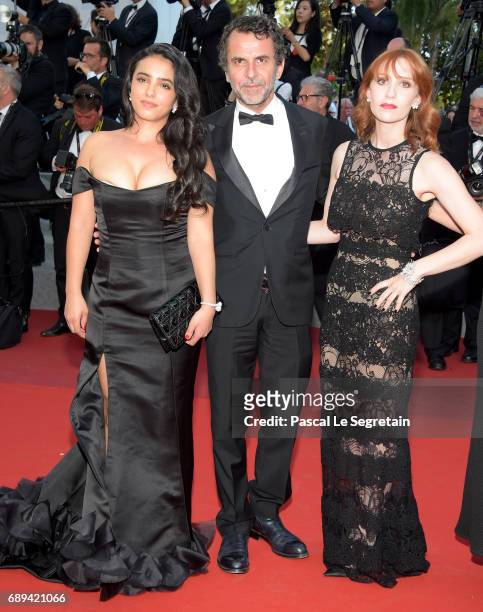 Hafsia Herzi, Jean-Paul Rouve and Audrey Fleurot attend the Closing Ceremony during the 70th annual Cannes Film Festival at Palais des Festivals on...