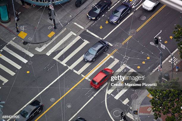 elevated view of a crossroad in san francisco - massimo pizzotti stock pictures, royalty-free photos & images