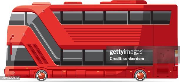 cool double bus vector - bus side stock illustrations