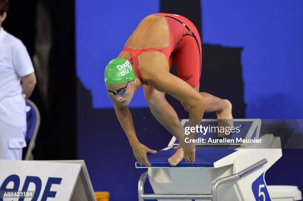 Alizee Morel competes in the 400m Women's Individual Freestyle Final on day six of the French National Swimming Championships on May 28, 2017 in...