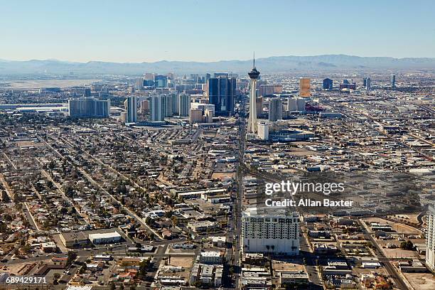 aerial cityscape of las vegas and nevada - las vegas aerial stock pictures, royalty-free photos & images