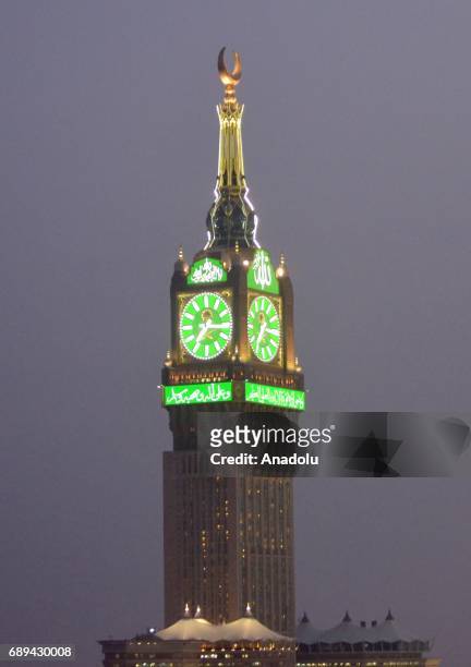 Illuminated Royal Clock Tower is seen during the holy month Ramadan in Mecca, Saudi Arabia on May 27, 2017.