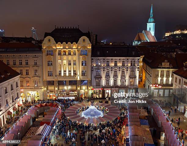 the christms market in bratislava's main square. - bratislava bildbanksfoton och bilder