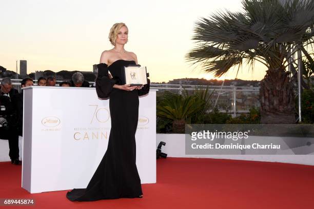 Actress Diane Kruger, who won the award for best actress for her part in the movie "In The Fade" , attends the Palme D'Or Winner Photocall during the...