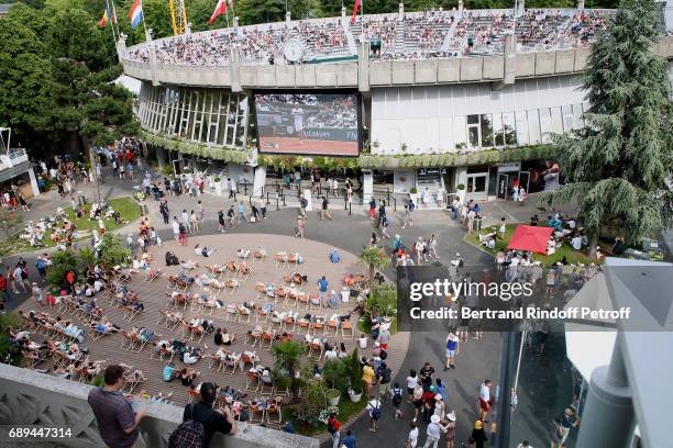 Illustration view of "Roland Garros Beach" on "Place des Mousquetaire" during the 2017 French Tennis Open - Day One at Roland Garros on May 28, 2017...