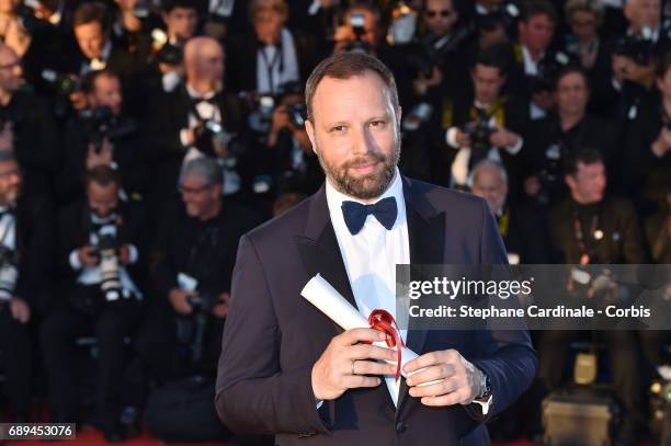 Yorgos Lanthimos winner of the award for Best Screenplay for the movie 'The Killing of a Sacred Deer' attends the Palme D'Or Winner Photocall during...