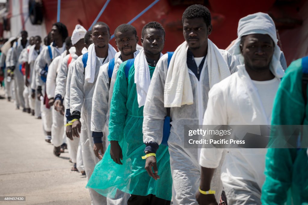 About 1500 refugees landed in Naples from "Vos Prudence", a...