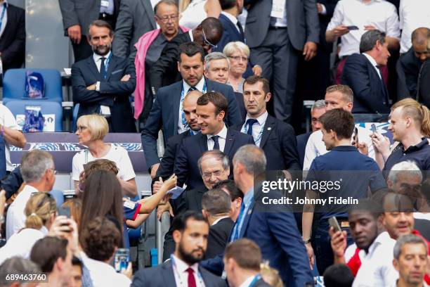 Emmanuel Macron, french president before the National Cup Final match between Angers SCO and Paris Saint Germain PSG at Stade de France on May 27,...