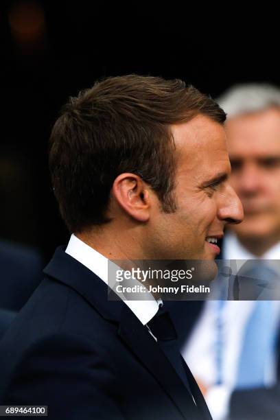 Emmanuel Macron french president before the National Cup Final match between Angers SCO and Paris Saint Germain PSG at Stade de France on May 27,...