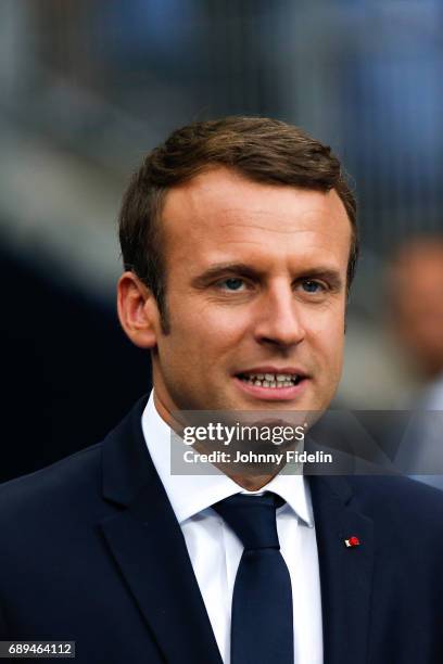 Emmanuel Macron french president before the National Cup Final match between Angers SCO and Paris Saint Germain PSG at Stade de France on May 27,...