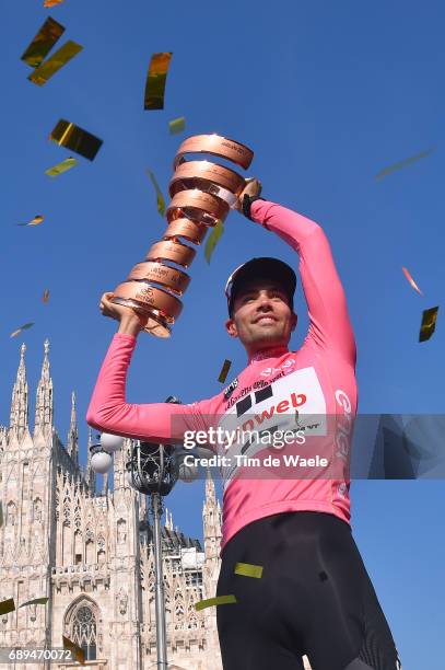 100th Tour of Italy 2017 / Stage 21 Podium / Tom DUMOULIN Pink Leader Jersey/ Celebration / Trophy/ Duomo Cathedral/ Monza-Autrodromo Nazionale -...