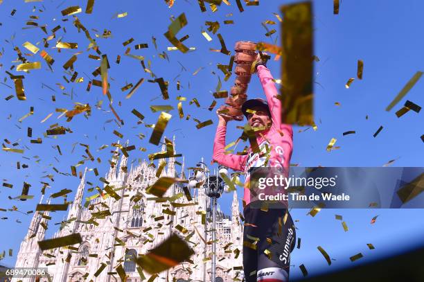 100th Tour of Italy 2017 / Stage 21 Podium / Tom DUMOULIN Pink Leader Jersey/ Celebration / Trophy/ Duomo Cathedral/ Monza-Autrodromo Nazionale -...