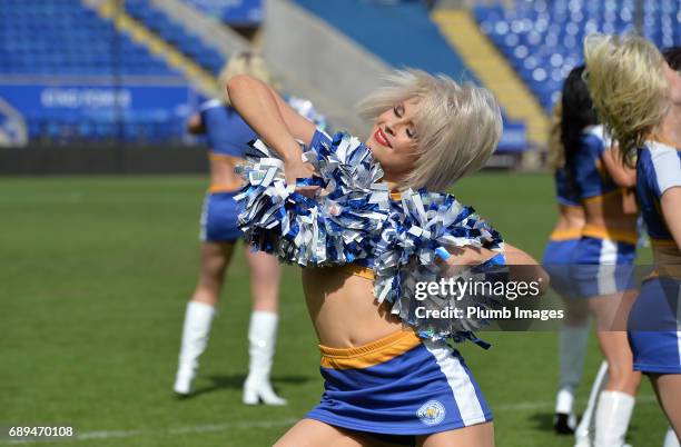 May 28: Leicester City Cheerleaders perform at half time during the Celebrity Charity Football Match at King Power Stadium on May 28 , 2017 in...