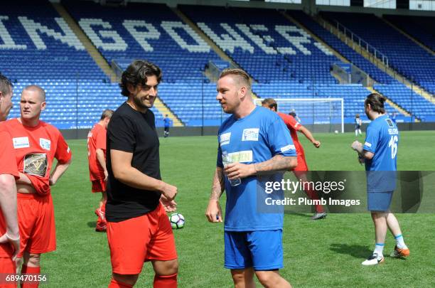 May 28: Jamie O'Hara with TOWIE's James Argent ahead of the Celebrity Charity Football Match at King Power Stadium on May 28 , 2017 in Leicester,...