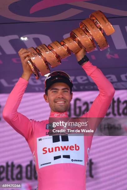 100th Tour of Italy 2017 / Stage 21 Podium / Tom DUMOULIN Pink Leader Jersey/ Celebration / Trophy/ Monza-Autrodromo Nazionale - Milano-Duomo /...