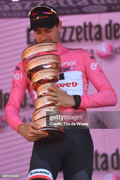 100th Tour of Italy 2017 / Stage 21 Podium / Tom DUMOULIN Pink Leader Jersey/ Celebration / Trophy/ Monza-Autrodromo Nazionale - Milano-Duomo /...