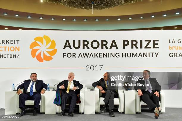 Aurora Humanitarian Initiative Co-Founder Ruben Vardanyan, Aurora Humanitarian Initiative Co-Founder Vartan Gregorian, 2017 Aurora Prize Laureate Dr....