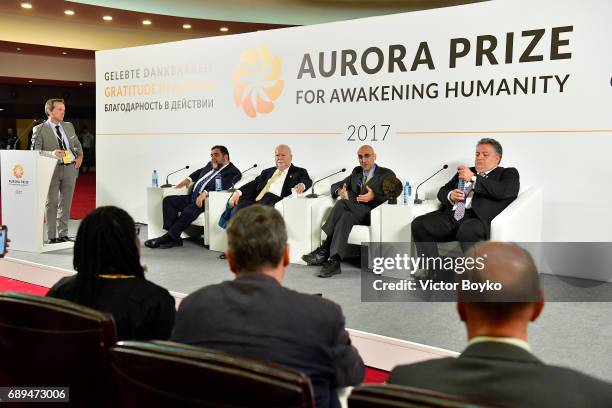 Aurora Humanitarian Initiative Co-Founder Ruben Vardanyan, Aurora Humanitarian Initiative Co-Founder Vartan Gregorian, 2017 Aurora Prize Laureate Dr....