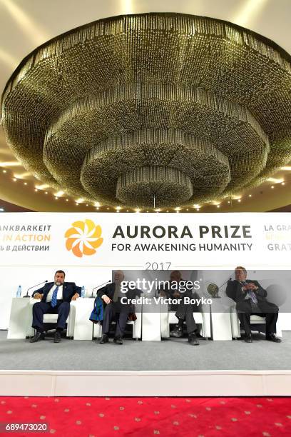 Aurora Humanitarian Initiative Co-Founder Ruben Vardanyan, Aurora Humanitarian Initiative Co-Founder Vartan Gregorian, 2017 Aurora Prize Laureate Dr....